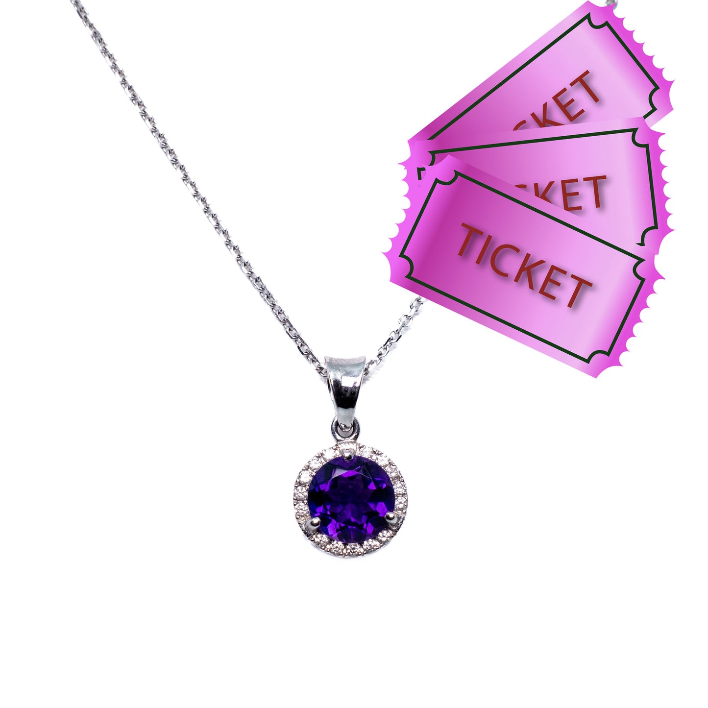 Amethyst & Diamond Halo Pendant Raffle – Support Pancreatic Cancer Research