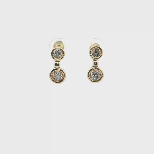 Diamond Bezel Drop Earrings