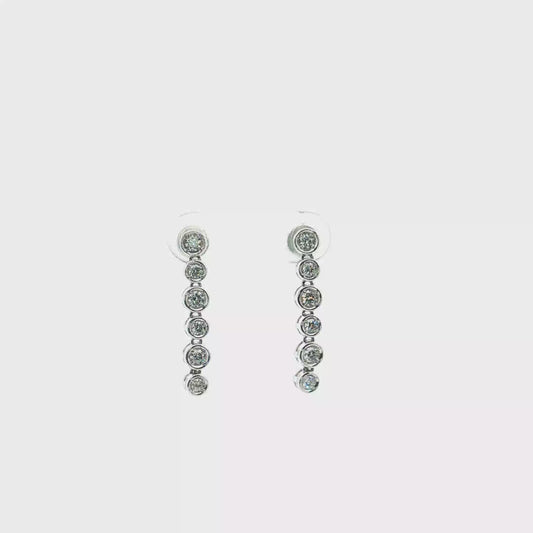 White Gold Dangle Bezel Drop Earrings
