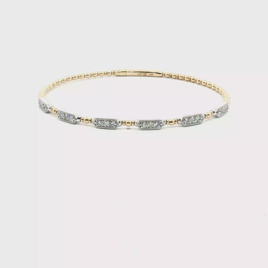 Two Tone Diamond Beaded Flexible Bracelet