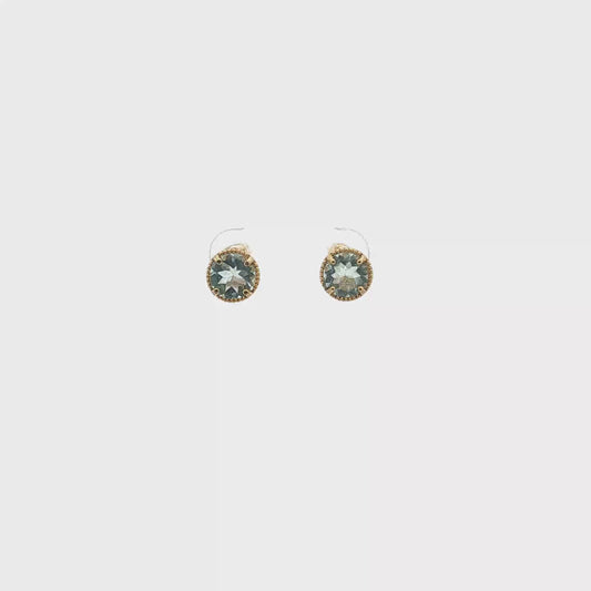 Sterling Silver and Gold Vermeil Stud Earrings with Round Aquamarine