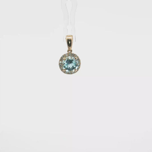 Aquamarine and Diamond Halo Pendant