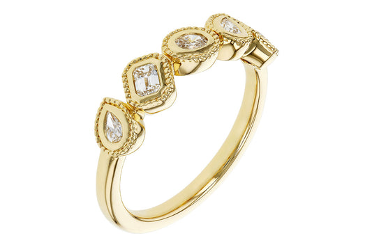 Alternating Diamond Cut Ring