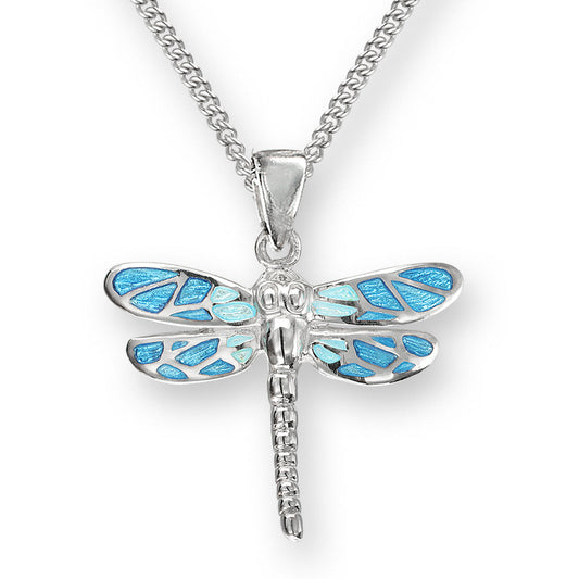 Blue Dragonfly Necklace. Sterling Silver