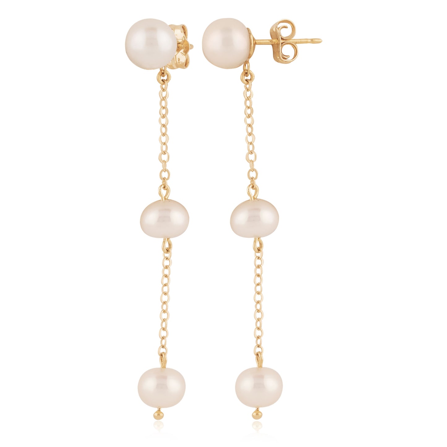 Triple White Pearl Drop Earrings