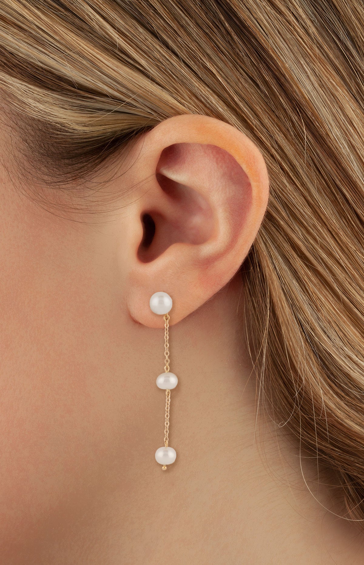 Triple White Pearl Drop Earrings