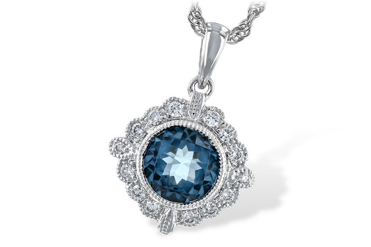 Blue Topaz and Diamond Pendant