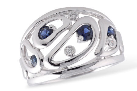 Sapphire and Diamond Round Ring