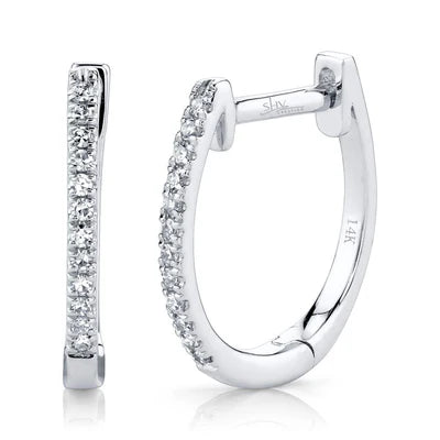 White Gold Diamond Huggie Earrings