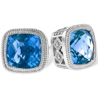 Blue Topaz Milgrain Studs