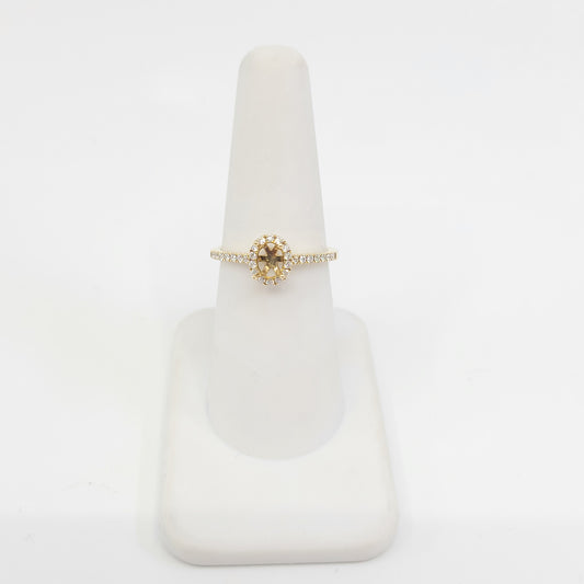 14K Yellow Oval Diamond Semi Mount