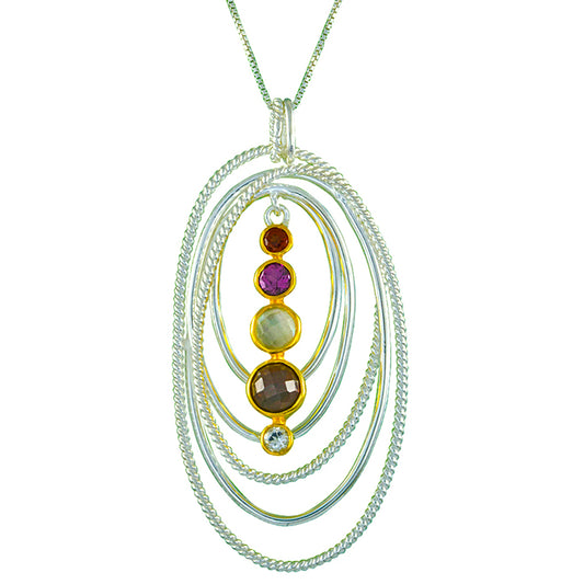 Sterling Silver and 22K Gold Vermeil Pendant with Assorted Gemstones