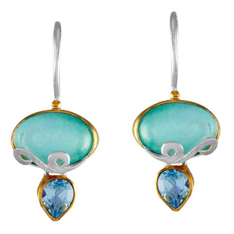 Amazonite and Blue Topaz Earrings