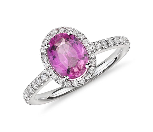 Pink Sapphire and Diamond Ring