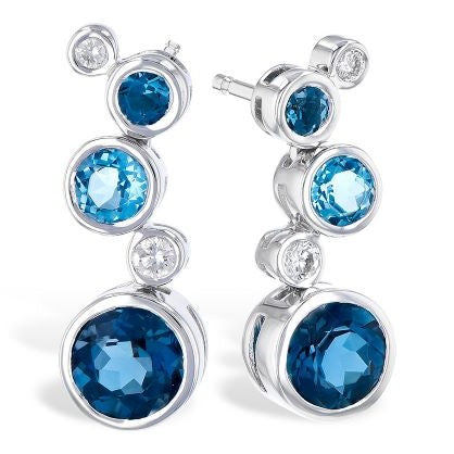 Blue Topaz Bezel Earrings