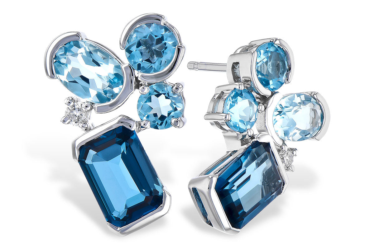 Blue Topaz and Diamond Earrings