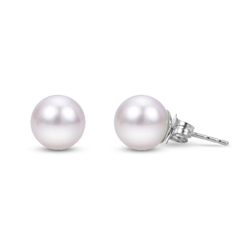 Akoya Pearl Stud Earrings 14K White Gold Posts