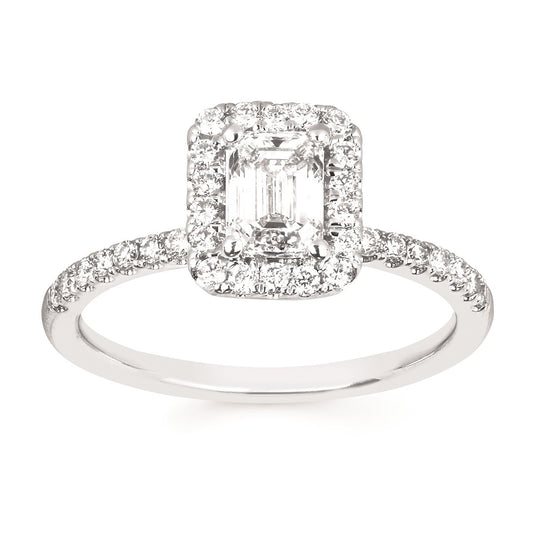 1.09ctw Lab Grown Emerald Cut Diamond Halo Ring