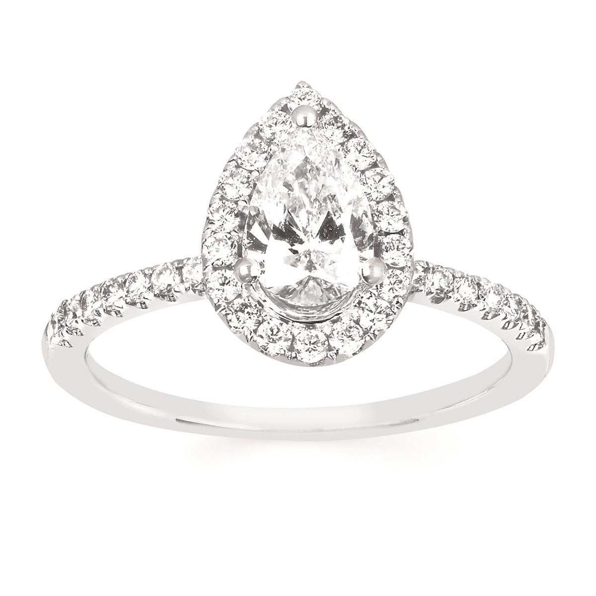 1.09ctw Lab Grown Pear Shape Diamond Halo Ring