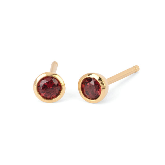 Garnet Bezel Set Stud Earrings