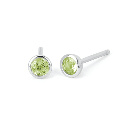Peridot Bezel Set Stud Earrings