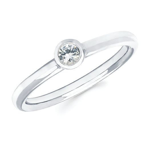White Sapphire Bezel Set Ring