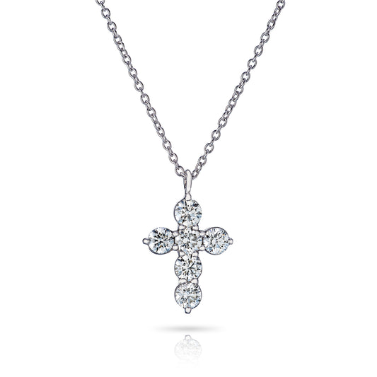 Spark Diamond Cross Necklace 18KW