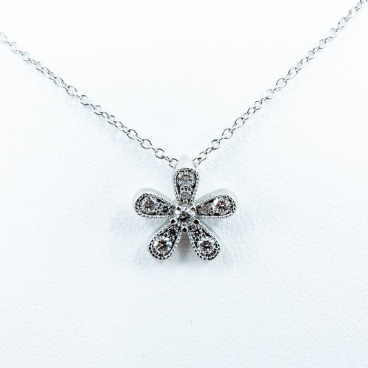 Spark Diamond Flower Necklace 0.25cttw/18KW