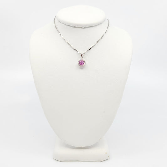 Pink Sapphire Halo Pendant