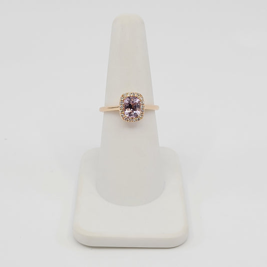 Pink Sapphire Halo Ring