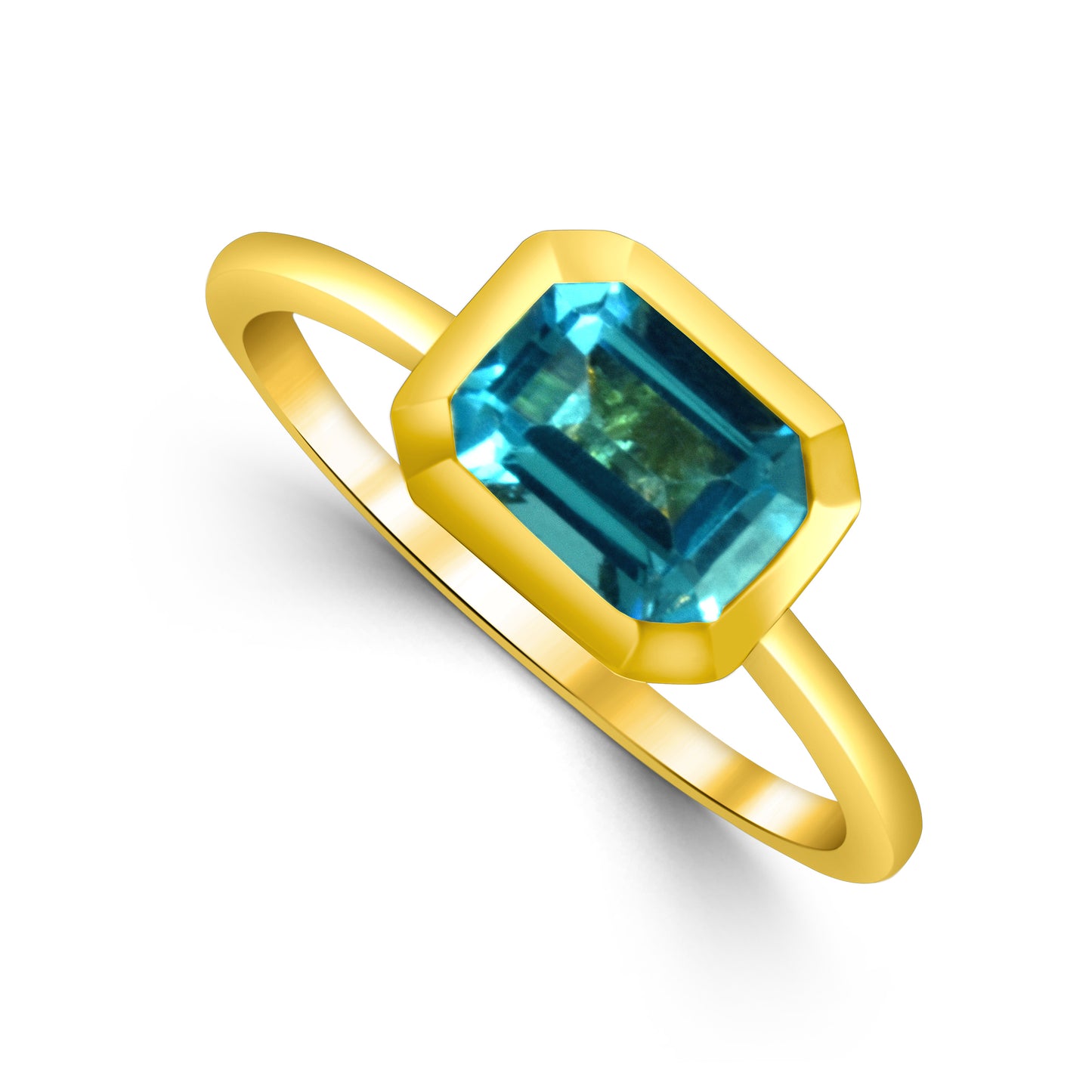 Blue Topaz Bezel Fashion Ring