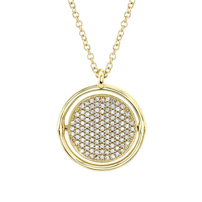 Diamond Pave Circle "Love" Pendant