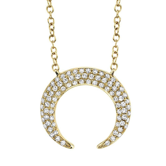 Pave Diamond Crescent Pendant