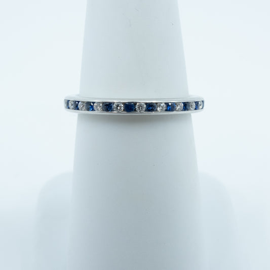 Spark Eternity Diamond and Sapphire Channel Set Band