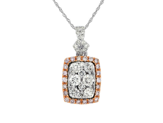 Diamond and Pink Diamond White Gold Pendant Necklace