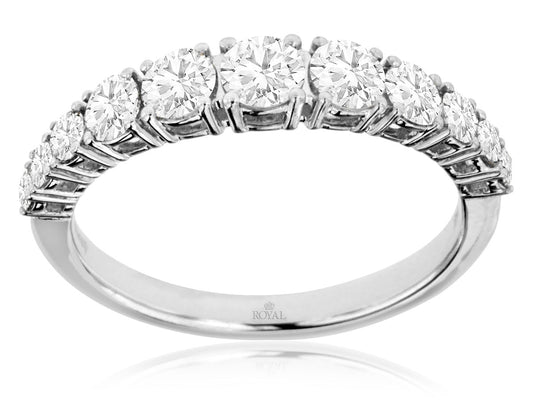 White Gold Graduated Prong Set Diamond Band