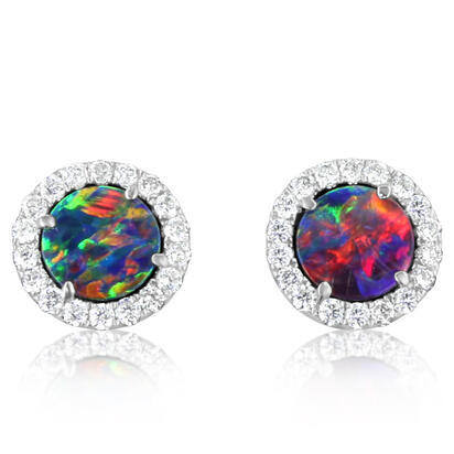 Australian Opal and Diamond Earrings