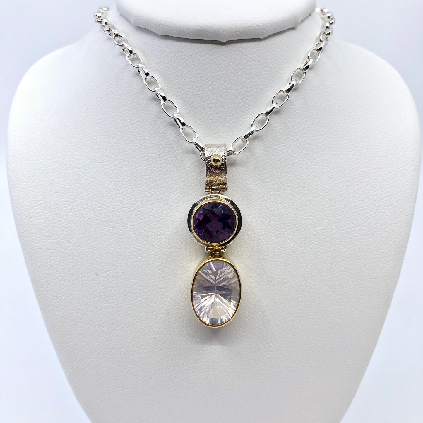 African Amethyst and Rose de France Pendant
