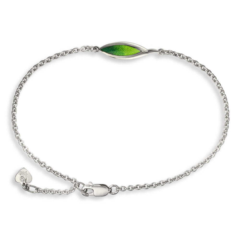 Green Marquise Bracelet-Watercolors. Sterling Silver