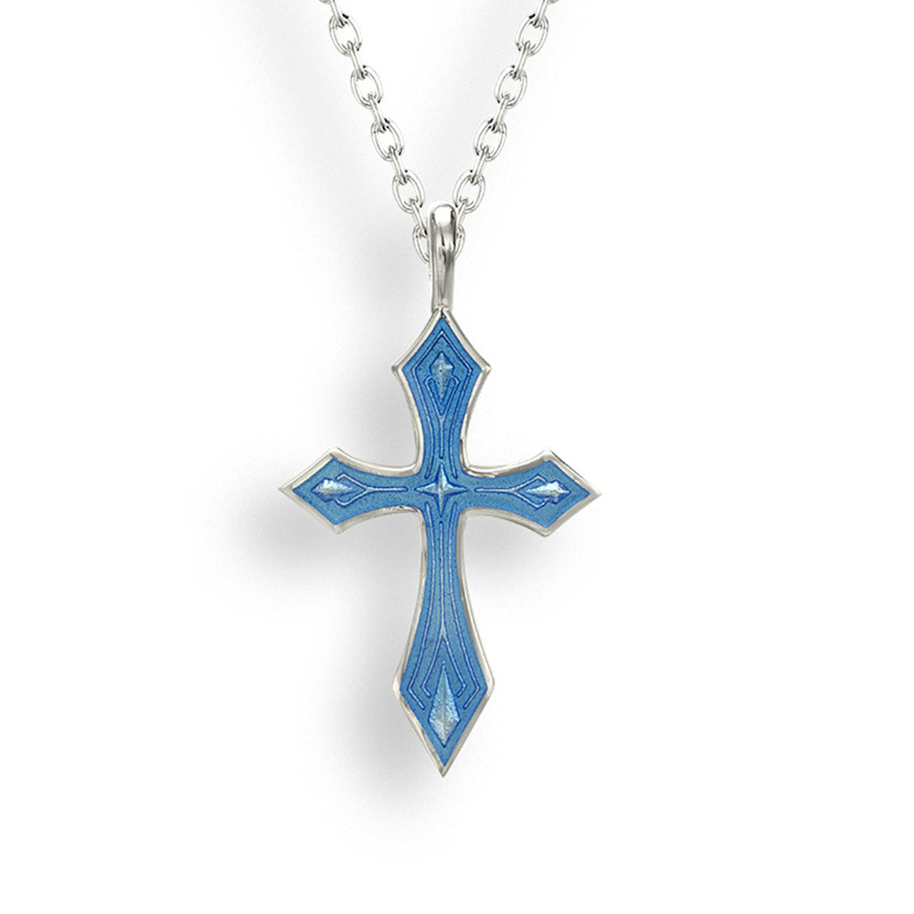 Blue Cross Necklace. Sterling Silver