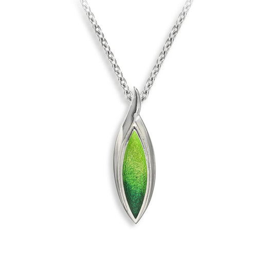 Green Marquise Necklace-Watercolors. Sterling Silver