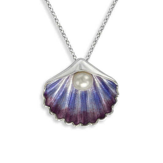 Purple Shell Necklace Sterling Silver-Freshwater Pearl