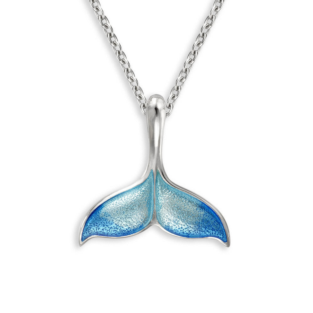 Blue Whale Tail Necklace.  Sterling Silver