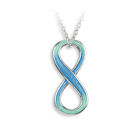 Blue Infinity Necklace. Sterling Silver