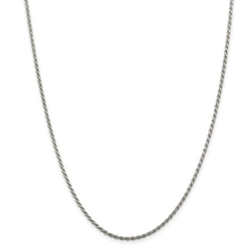 24" Silver Diamond Cut Rope Chain