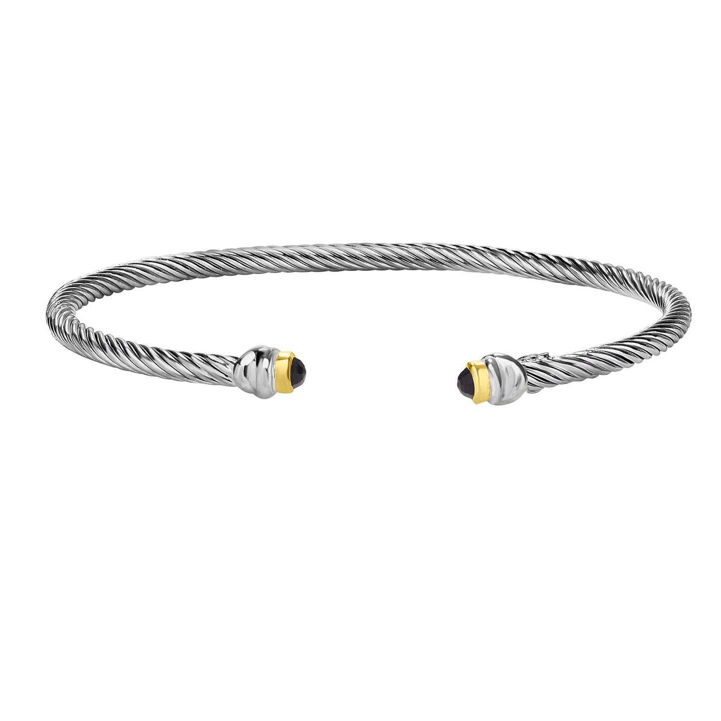 Phillip Gavriel Italian Cable Bangle with Black Spinel