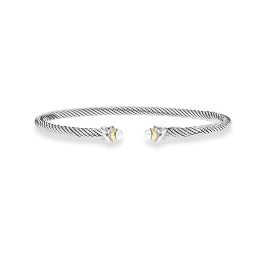 Phillip Gavriel Italian Cable Bangle with Pearl