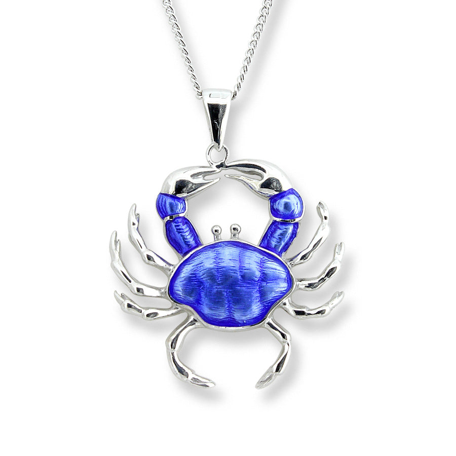 Blue Crab Necklace. Sterling Silver