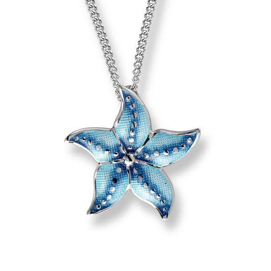 Blue Sea Star Necklace. Sterling Silver